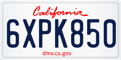 CA license plate 6XPK850