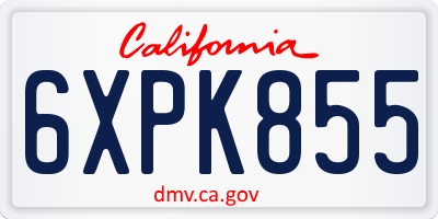 CA license plate 6XPK855