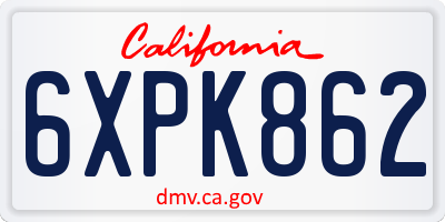 CA license plate 6XPK862