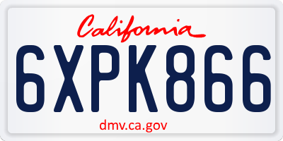 CA license plate 6XPK866