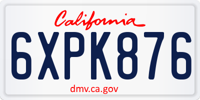 CA license plate 6XPK876