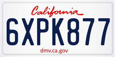 CA license plate 6XPK877