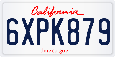 CA license plate 6XPK879