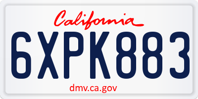 CA license plate 6XPK883