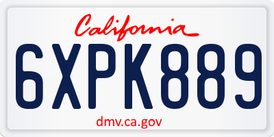 CA license plate 6XPK889