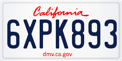 CA license plate 6XPK893