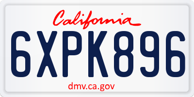 CA license plate 6XPK896