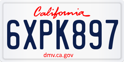 CA license plate 6XPK897