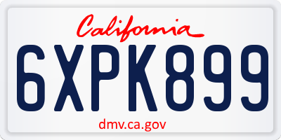 CA license plate 6XPK899