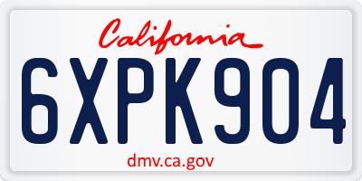 CA license plate 6XPK904