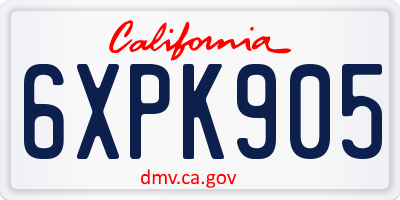 CA license plate 6XPK905