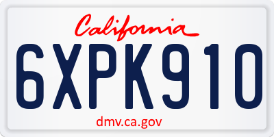 CA license plate 6XPK910