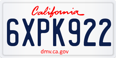 CA license plate 6XPK922