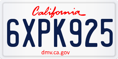 CA license plate 6XPK925