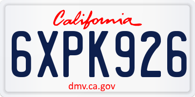CA license plate 6XPK926