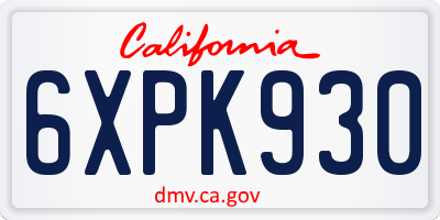 CA license plate 6XPK930