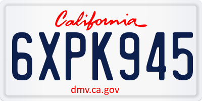 CA license plate 6XPK945