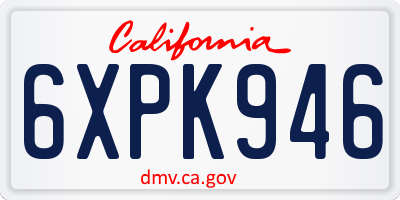 CA license plate 6XPK946
