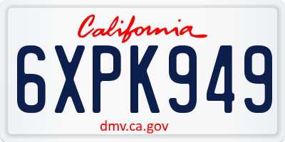 CA license plate 6XPK949