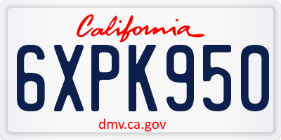 CA license plate 6XPK950