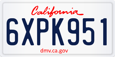 CA license plate 6XPK951