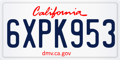 CA license plate 6XPK953