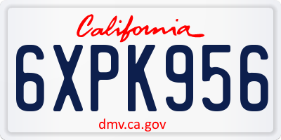 CA license plate 6XPK956