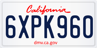 CA license plate 6XPK960