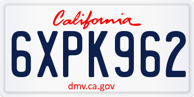 CA license plate 6XPK962