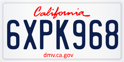 CA license plate 6XPK968