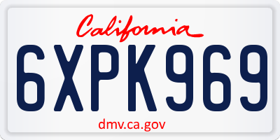 CA license plate 6XPK969