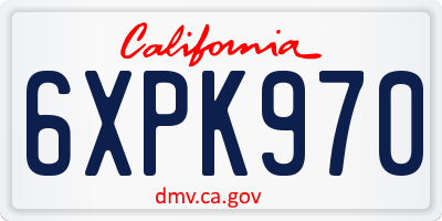 CA license plate 6XPK970
