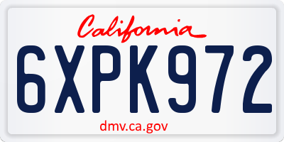 CA license plate 6XPK972
