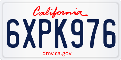 CA license plate 6XPK976