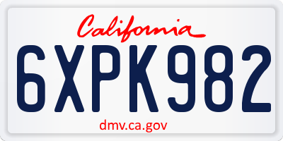 CA license plate 6XPK982