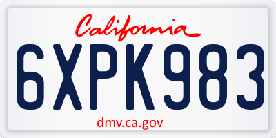 CA license plate 6XPK983