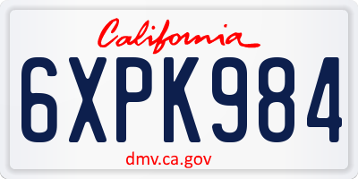 CA license plate 6XPK984