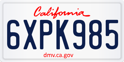 CA license plate 6XPK985
