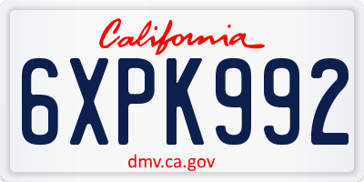 CA license plate 6XPK992