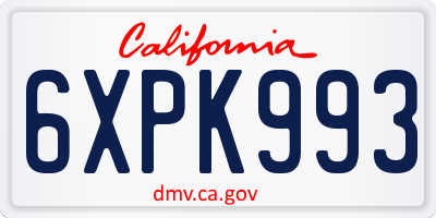 CA license plate 6XPK993