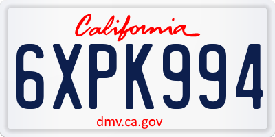 CA license plate 6XPK994