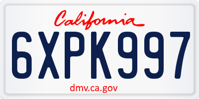 CA license plate 6XPK997