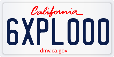 CA license plate 6XPL000