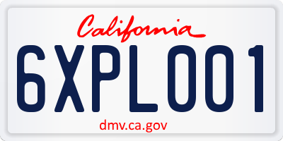 CA license plate 6XPL001
