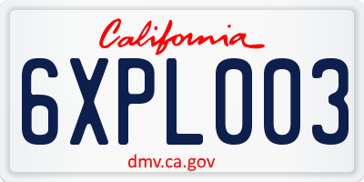 CA license plate 6XPL003