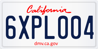 CA license plate 6XPL004