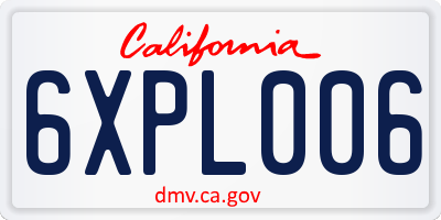 CA license plate 6XPL006