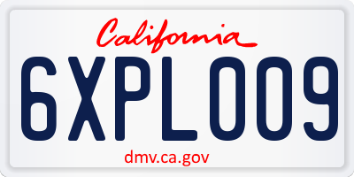 CA license plate 6XPL009