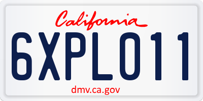 CA license plate 6XPL011