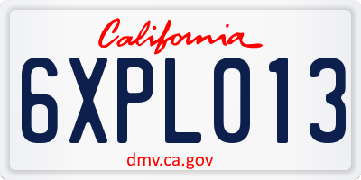 CA license plate 6XPL013